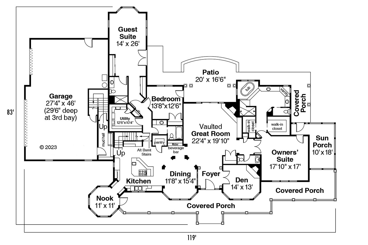 Country House Plan - Louisville 56151 - 1st Floor Plan