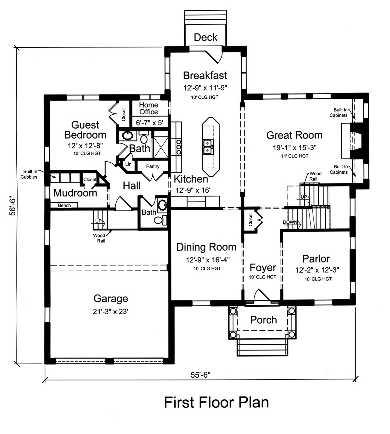 Colonial House Plan - Carianne 56384 - 1st Floor Plan