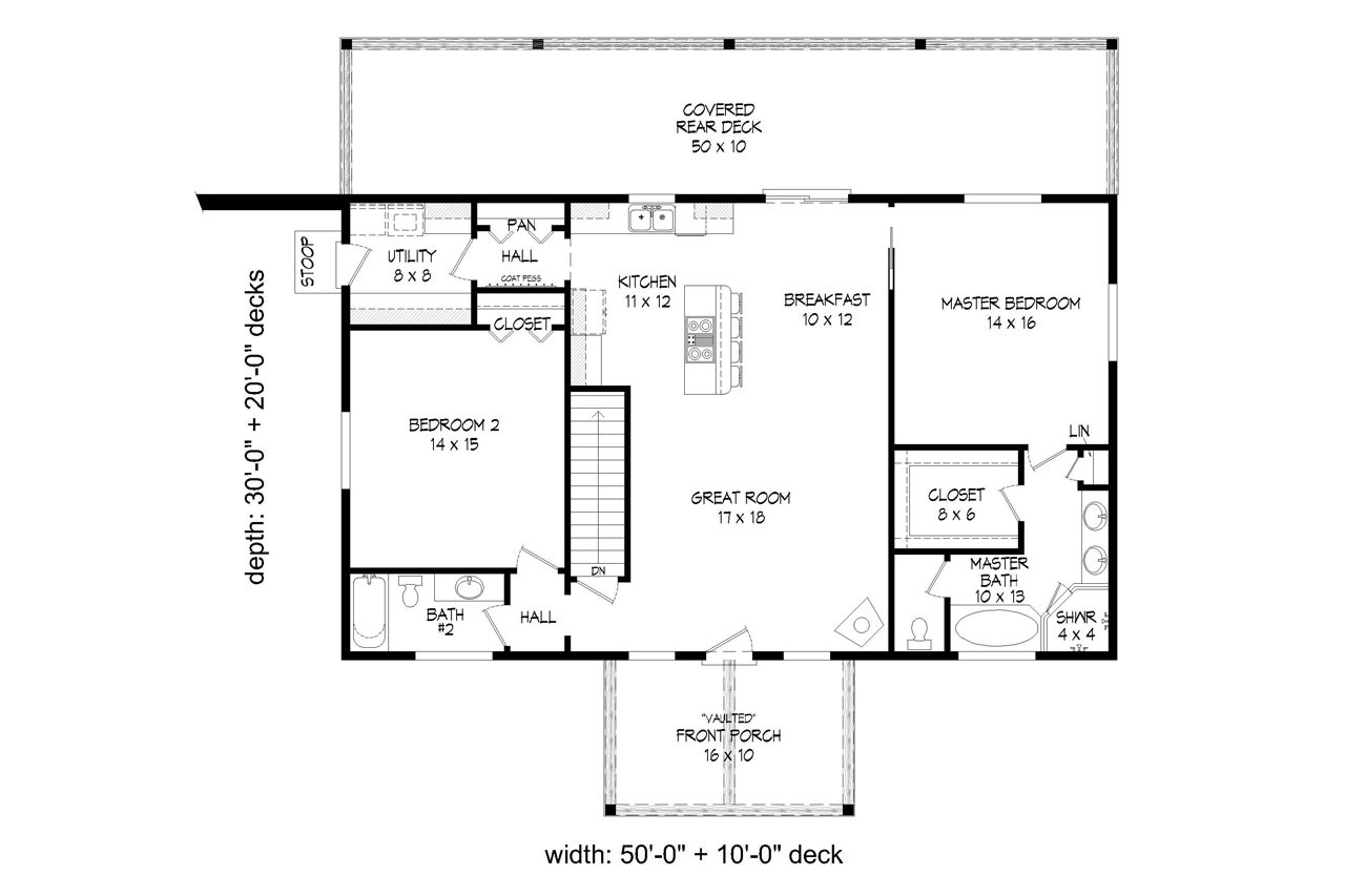 Ranch House Plan - Richland Valley 56572 - 1st Floor Plan