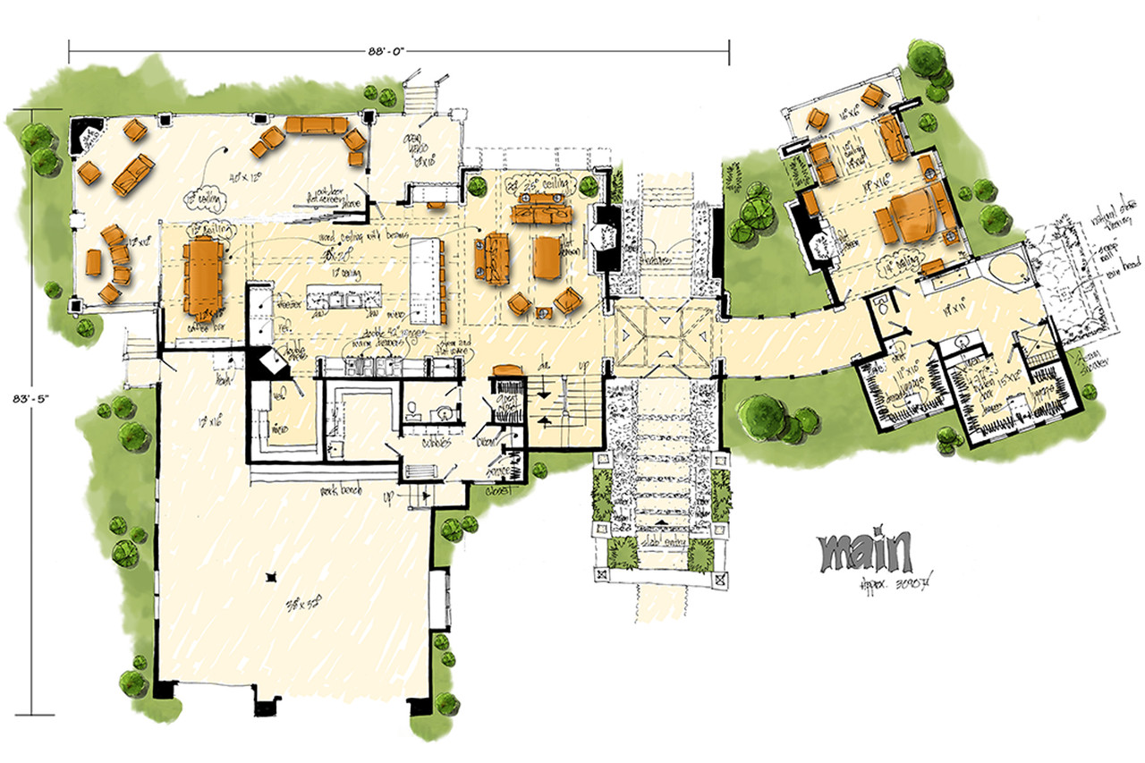 Modern House Plan - Aurora 57029 - 1st Floor Plan