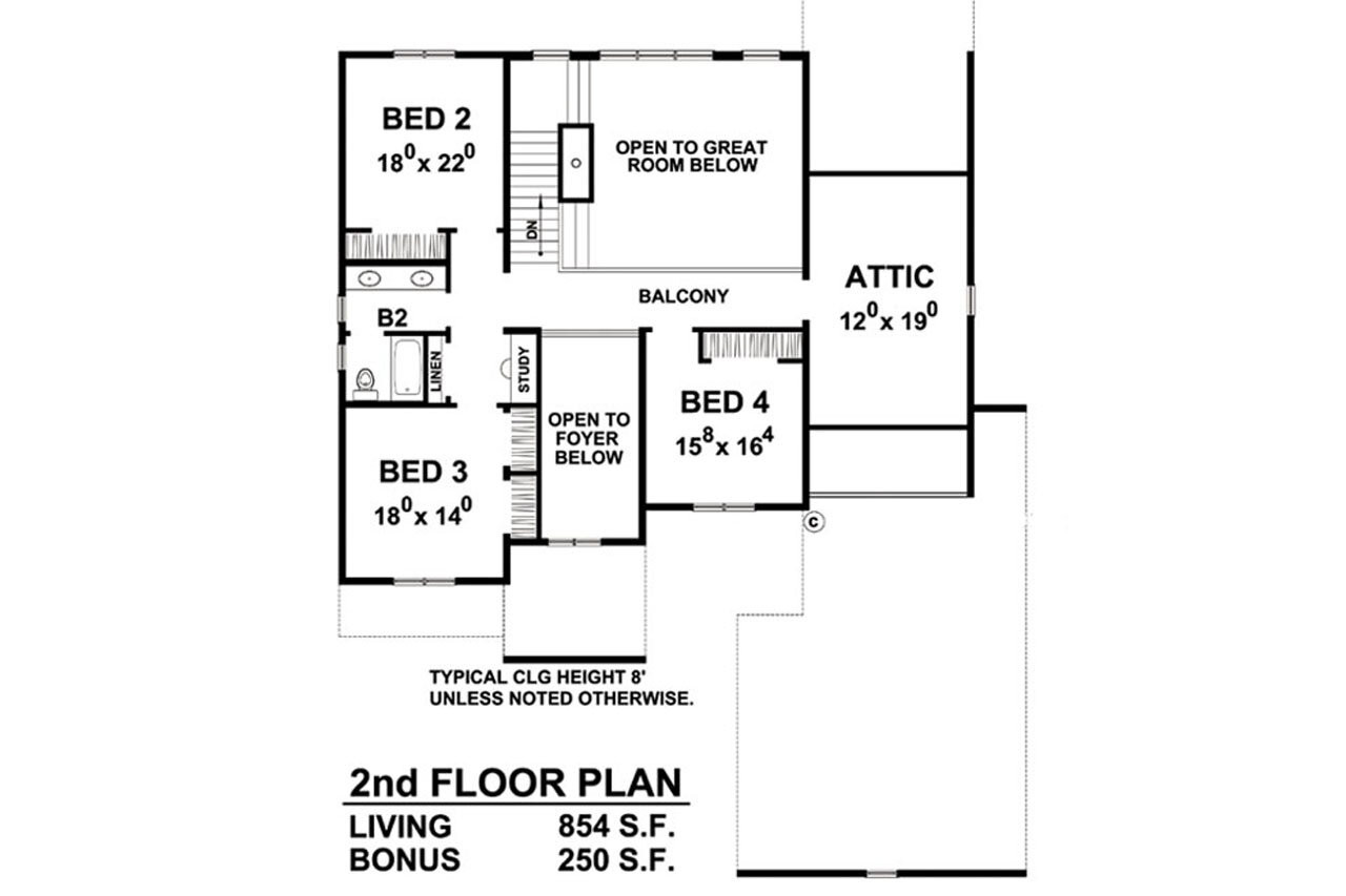 Secondary Image - Craftsman House Plan - Riverbend 57067 - 2nd Floor Plan