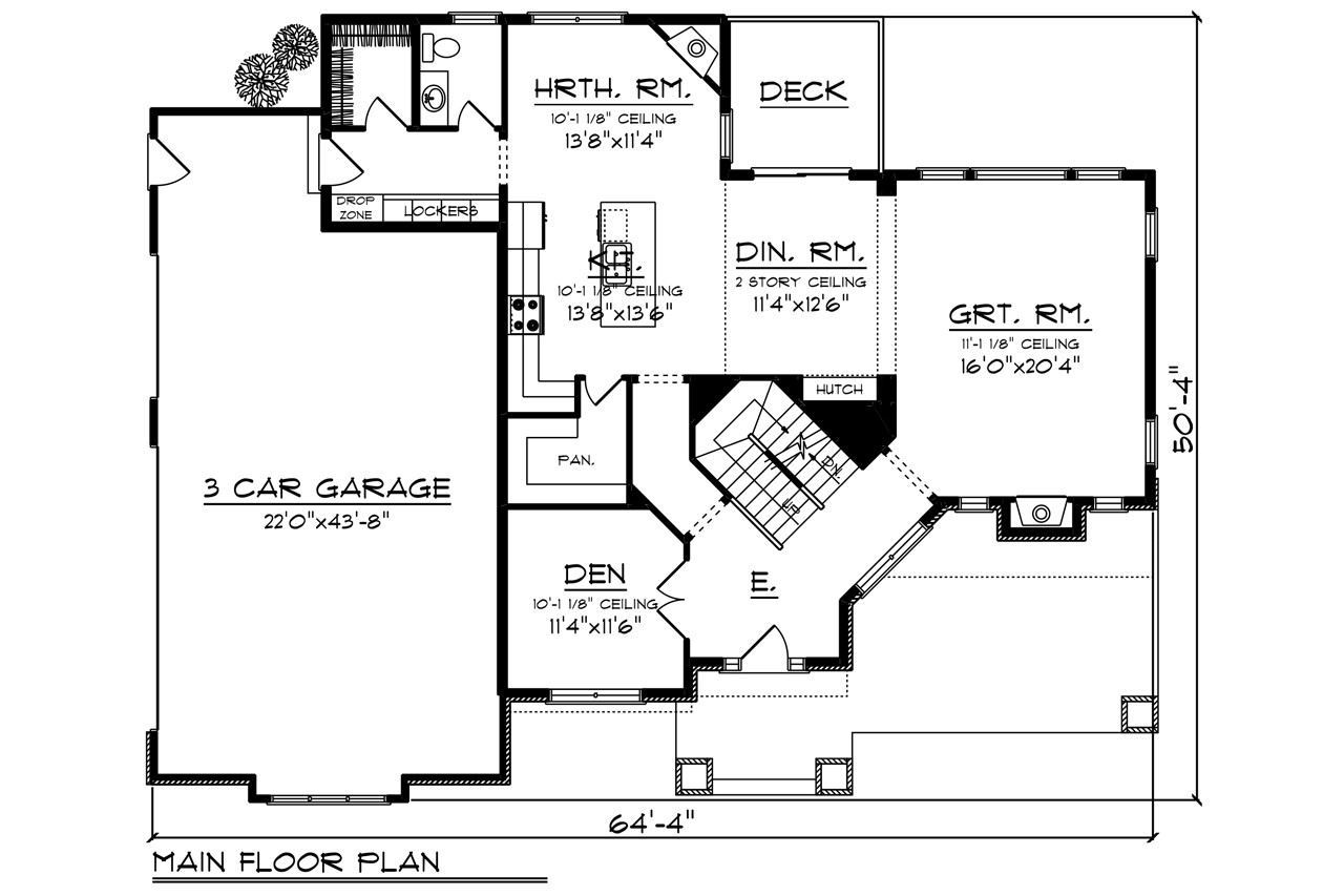 Craftsman House Plan - 57227 - 1st Floor Plan
