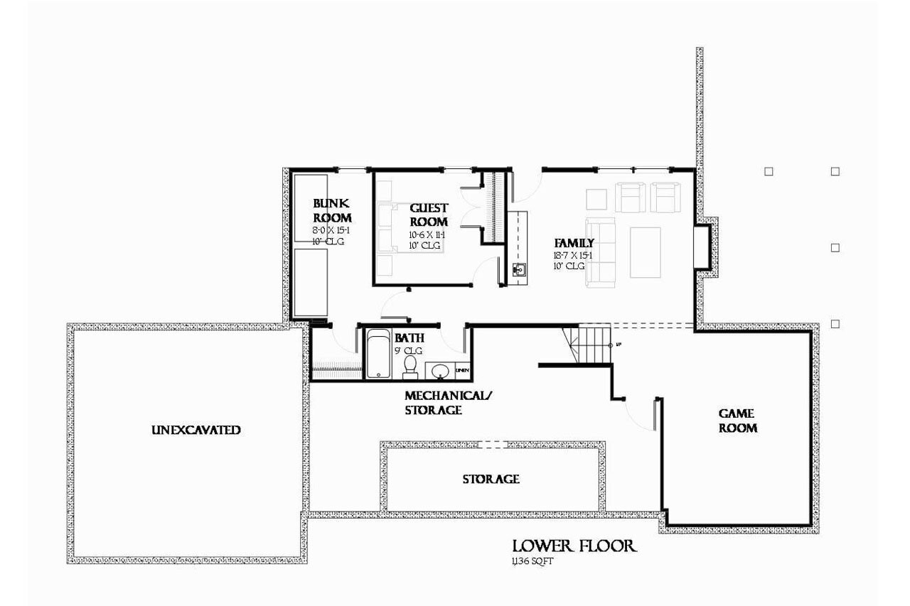 Secondary Image - Craftsman House Plan - Herring 57237 - Basement Floor Plan