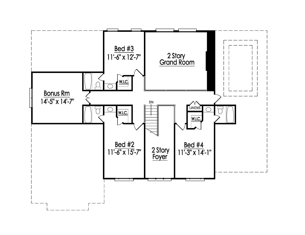 Secondary Image - Colonial House Plan - 57263 - 2nd Floor Plan