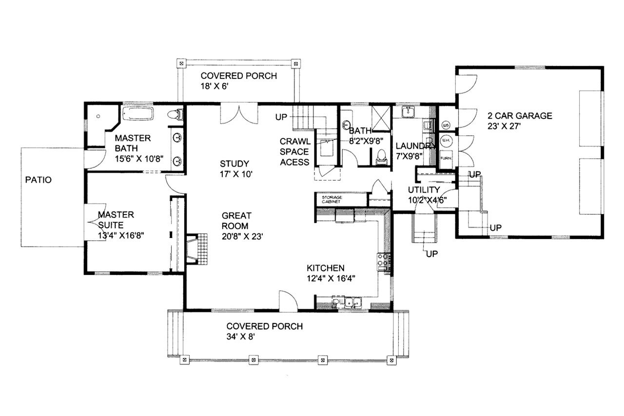 Craftsman House Plan - 57501 - 1st Floor Plan