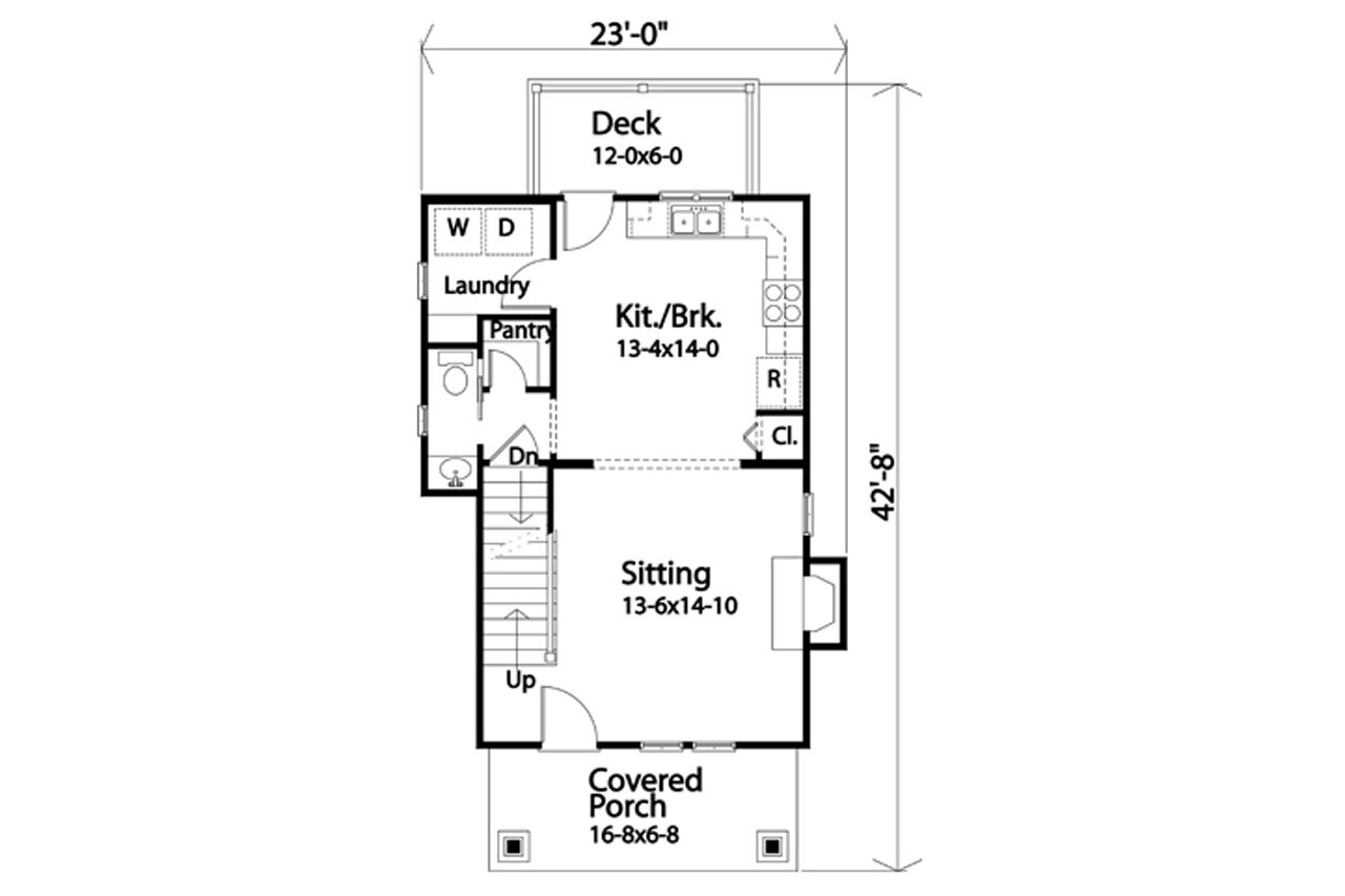 Cottage House Plan - 57764 - 1st Floor Plan