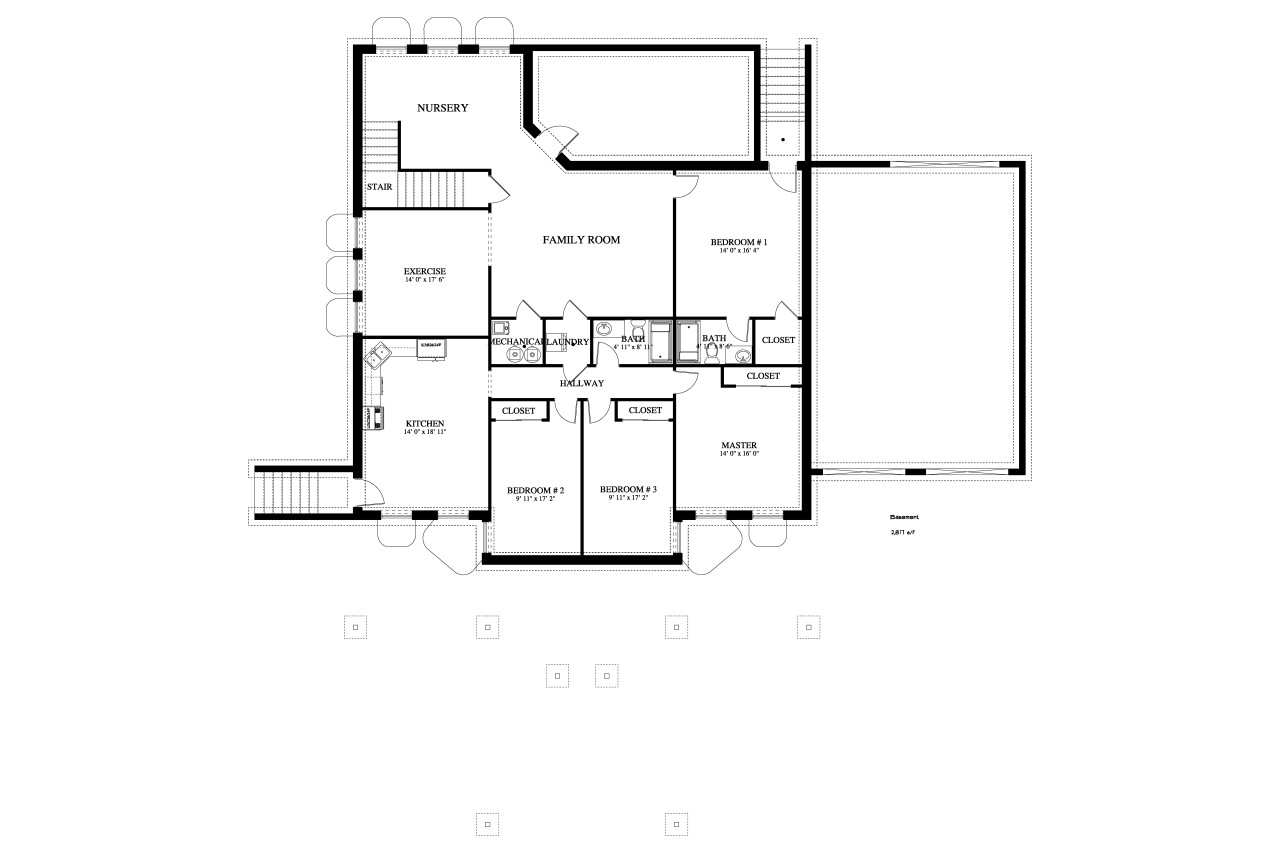 European House Plan - Barnett 57797 - Basement Floor Plan