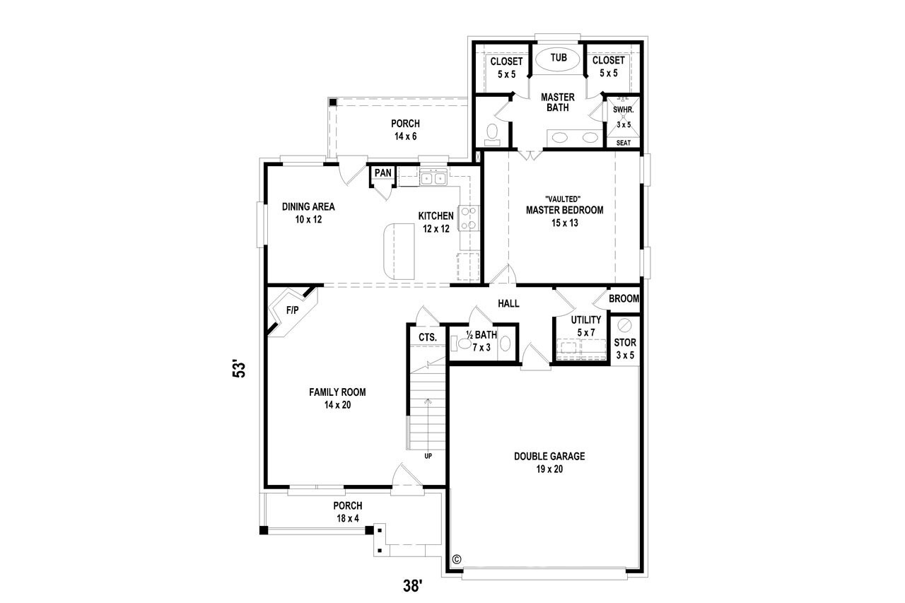 European House Plan - 58016 - 1st Floor Plan