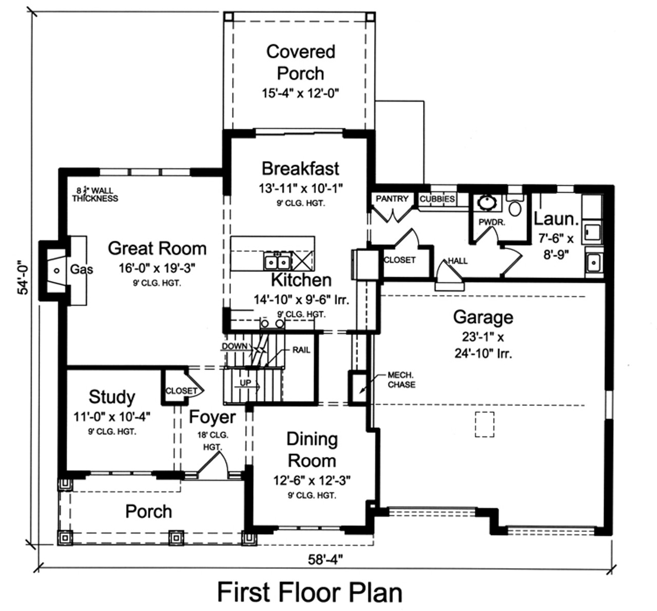 Craftsman House Plan - The Scarborough 58099 - 1st Floor Plan