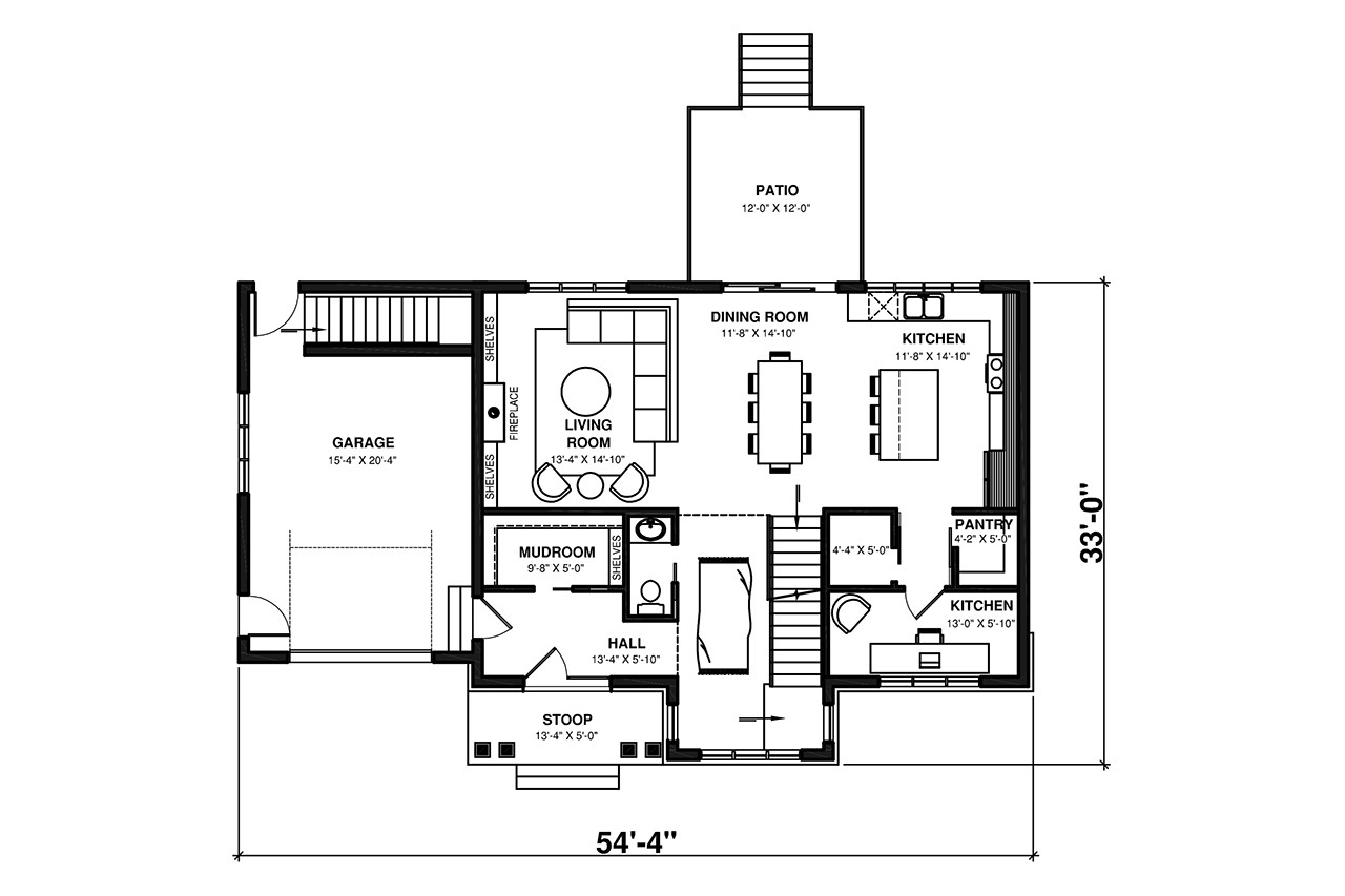 Farmhouse House Plan - Nikolas 4 58286 - 1st Floor Plan