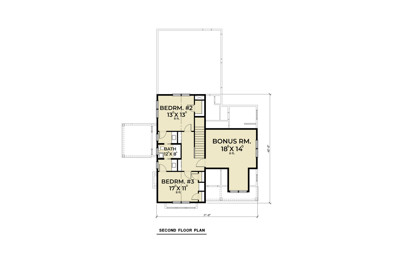 Secondary Image - Farmhouse House Plan - 58450 - 2nd Floor Plan