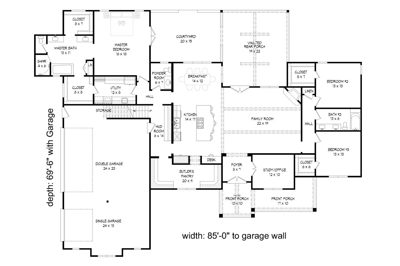 Southwest House Plan - Big Bend 58574 - 1st Floor Plan