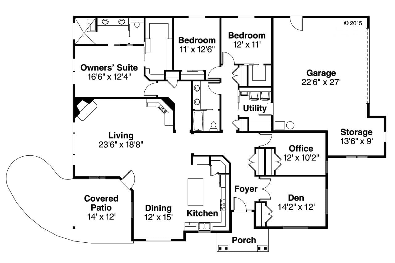 Ranch House Plan - Baileyville 58863 - 1st Floor Plan