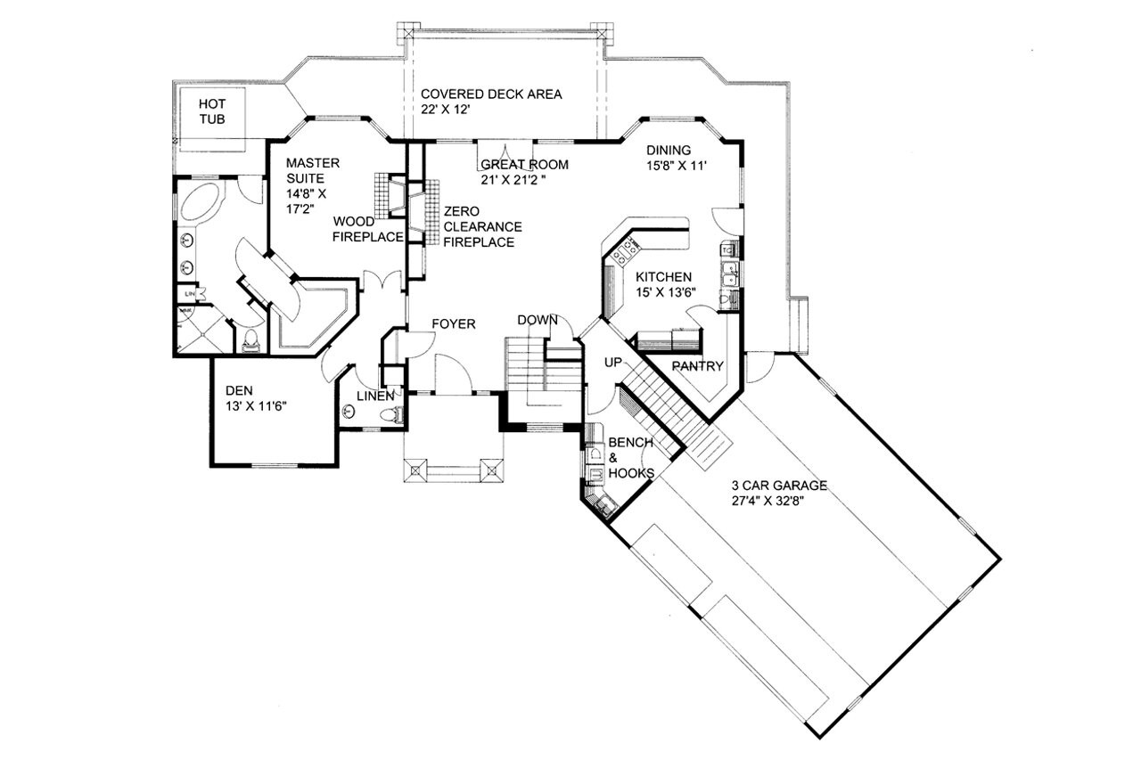 Craftsman House Plan - 59042 - 1st Floor Plan