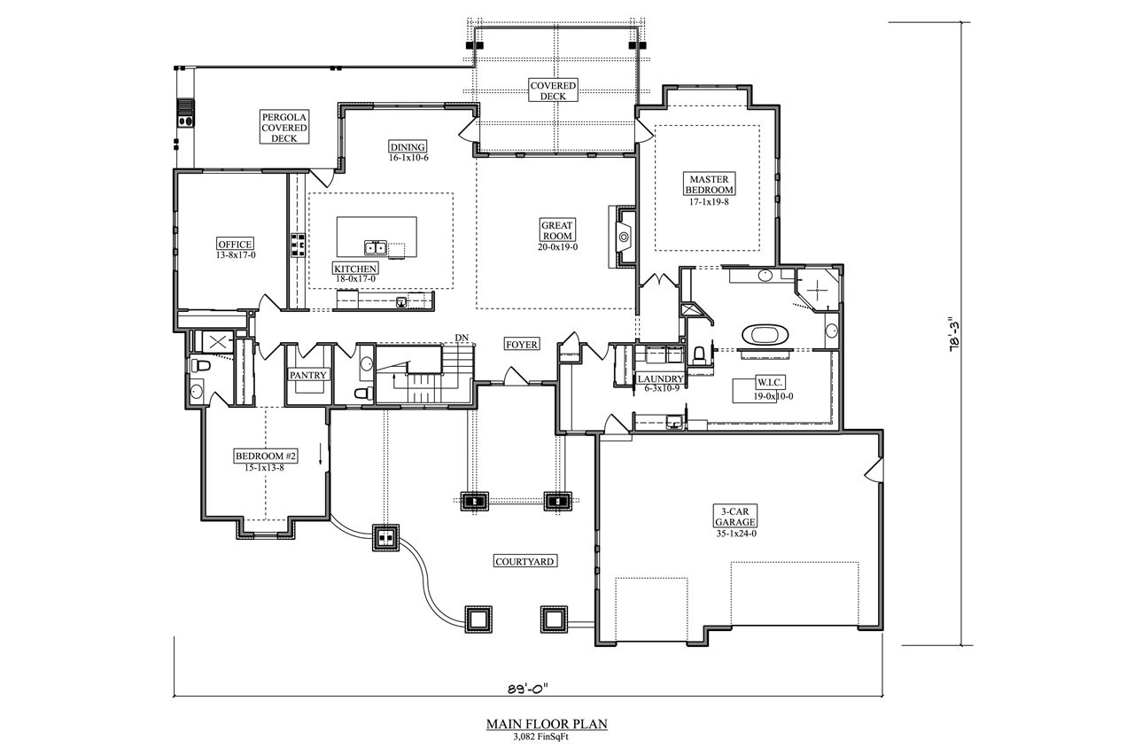 Craftsman House Plan - Fort Harrison 59062 - 1st Floor Plan