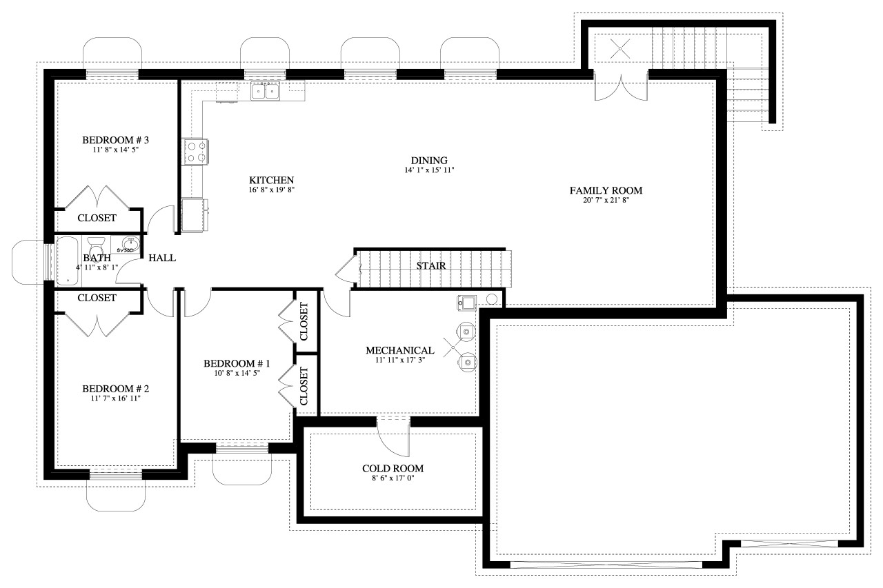 Traditional House Plan - Howlett 59074 - Basement Floor Plan