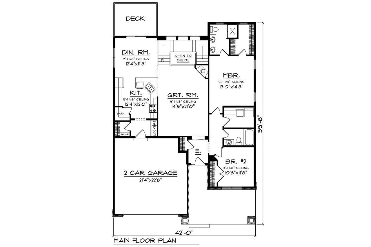 Craftsman House Plan - 59290 - 1st Floor Plan