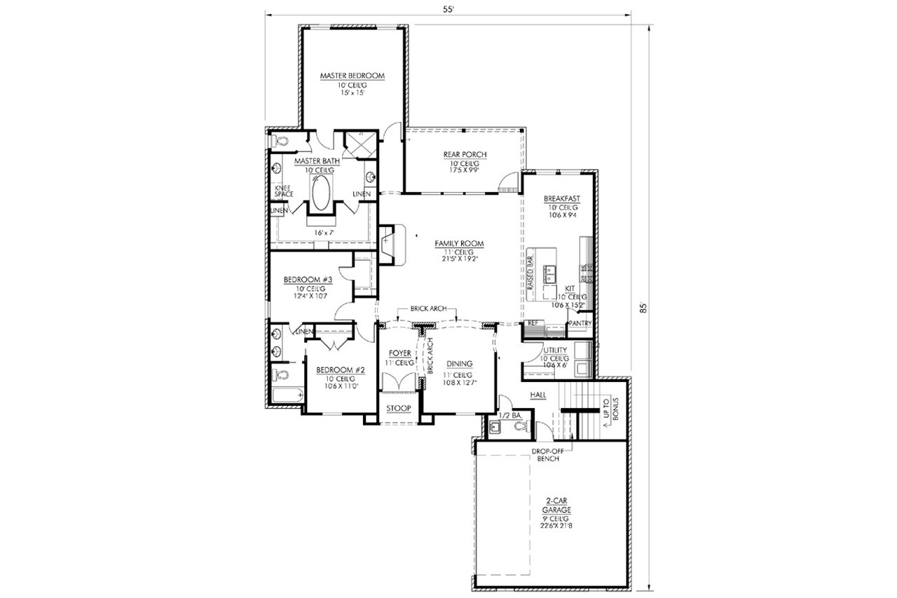 European House Plan - Decatur 59447 - 1st Floor Plan