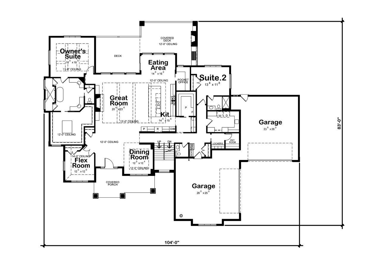 Craftsman House Plan - Dandridge 59500 - 1st Floor Plan