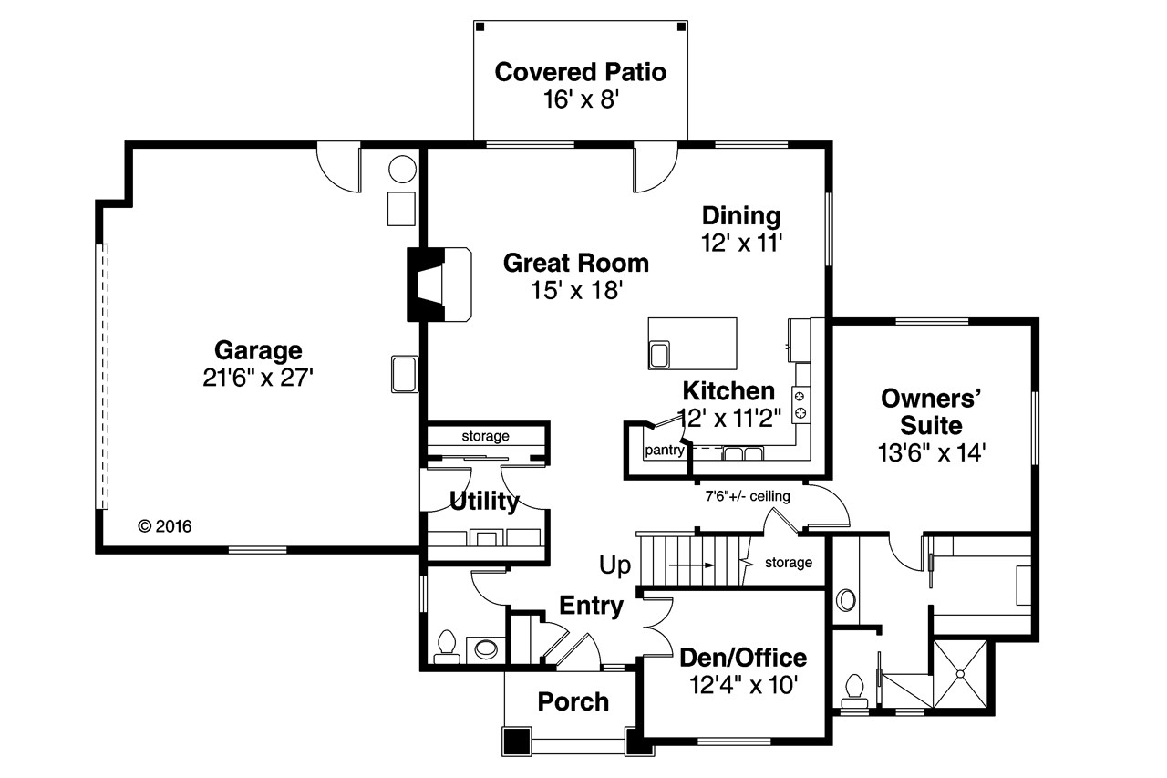 Prairie House Plan - Larkview 59650 - 1st Floor Plan