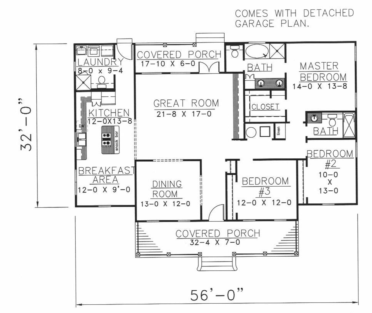 Country House Plan - 59939 - 1st Floor Plan