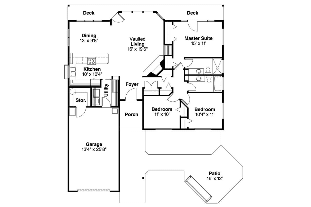 Ranch House Plan - Connelly 60058 - 1st Floor Plan