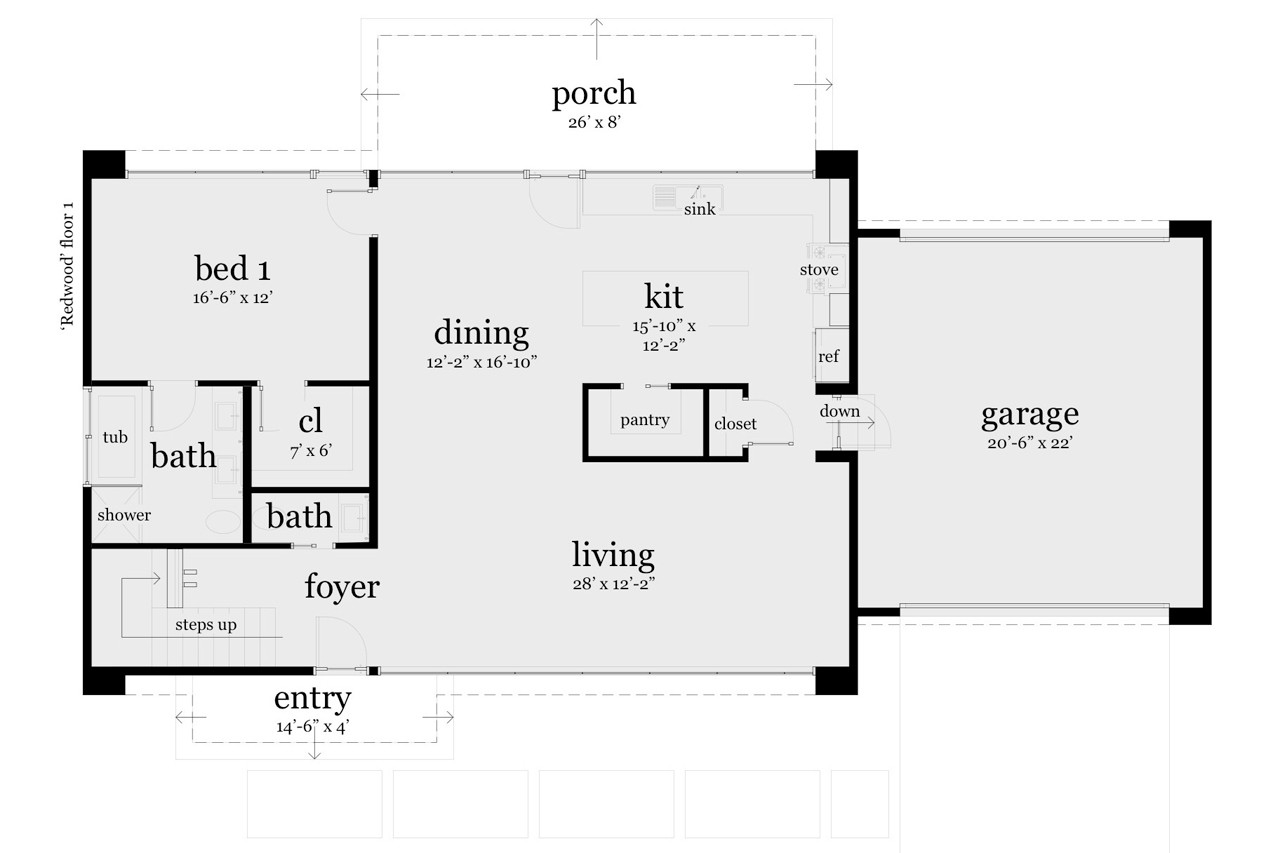 Modern House Plan - Redwood 60240 - 1st Floor Plan