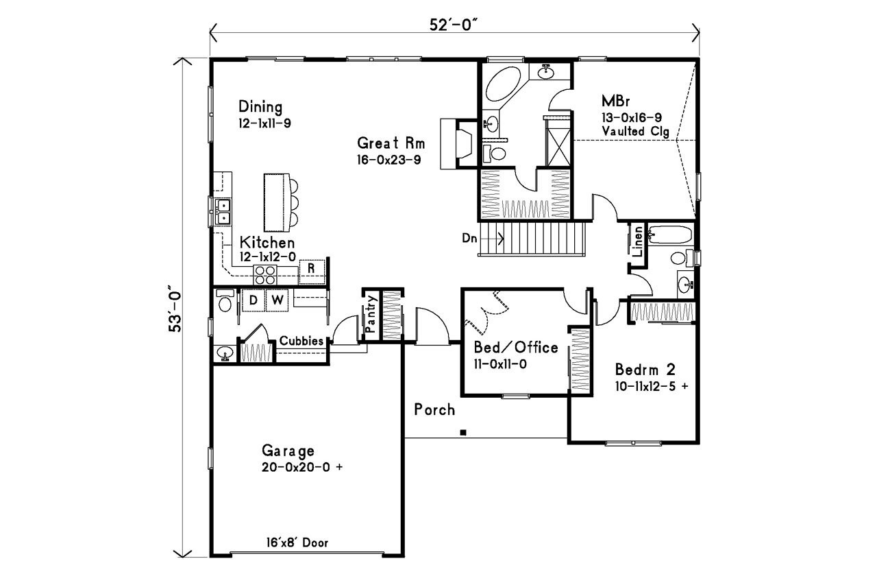 Ranch House Plan - 60271 - 1st Floor Plan