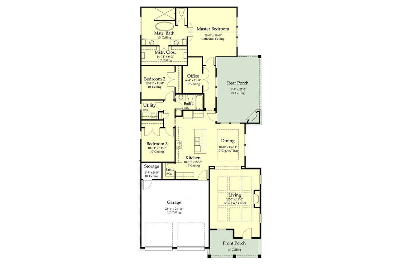 Southern House Plan - 60284 - 1st Floor Plan
