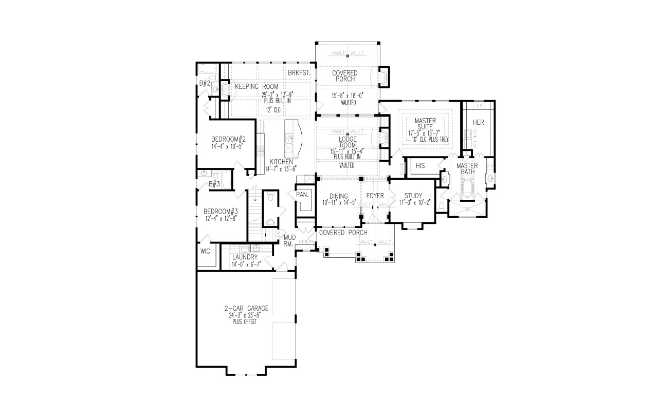 Craftsman House Plan - Woodfin Ridge Cottage 60382 - 1st Floor Plan