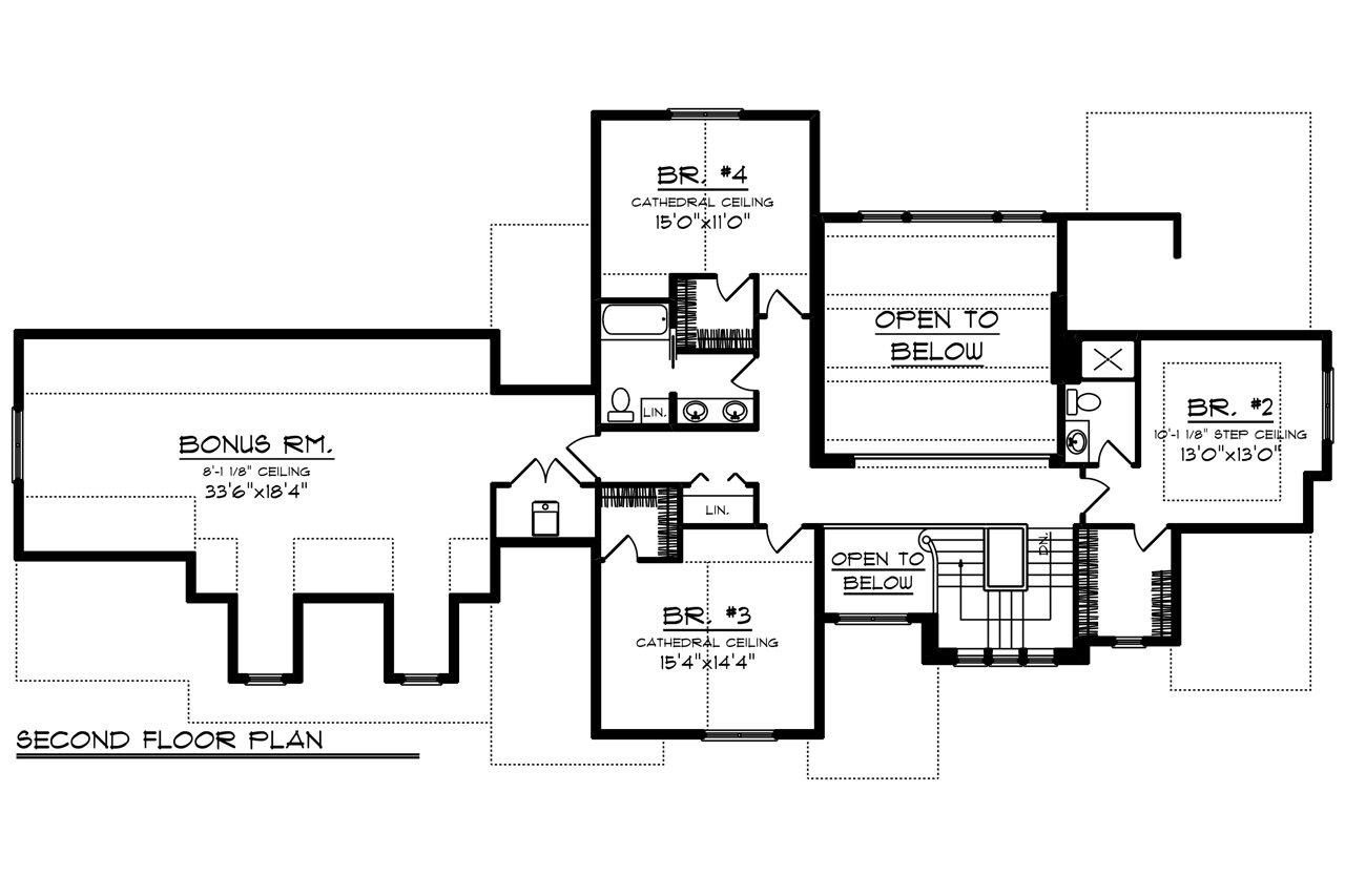 Secondary Image - Craftsman House Plan - 60388 - 2nd Floor Plan