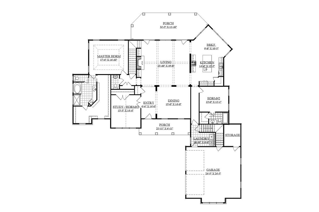 Craftsman House Plan - Sweetwater 60732 - 1st Floor Plan