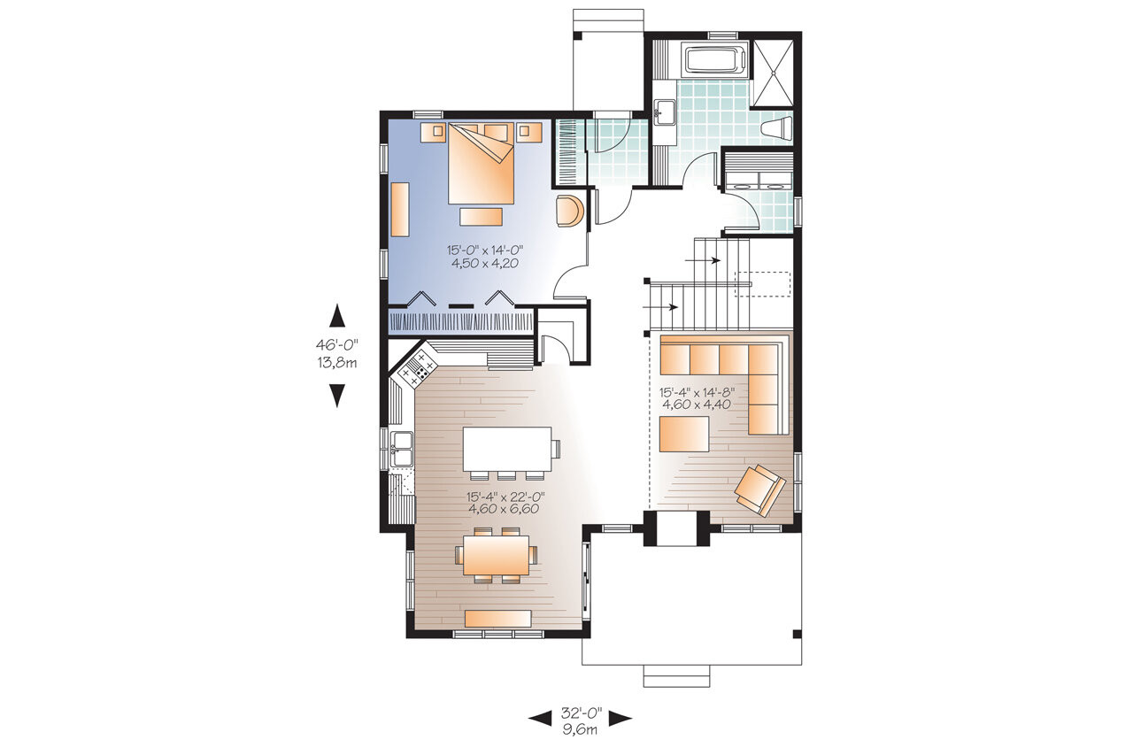 Cape Cod House Plan - The Fireside 61008 - 1st Floor Plan
