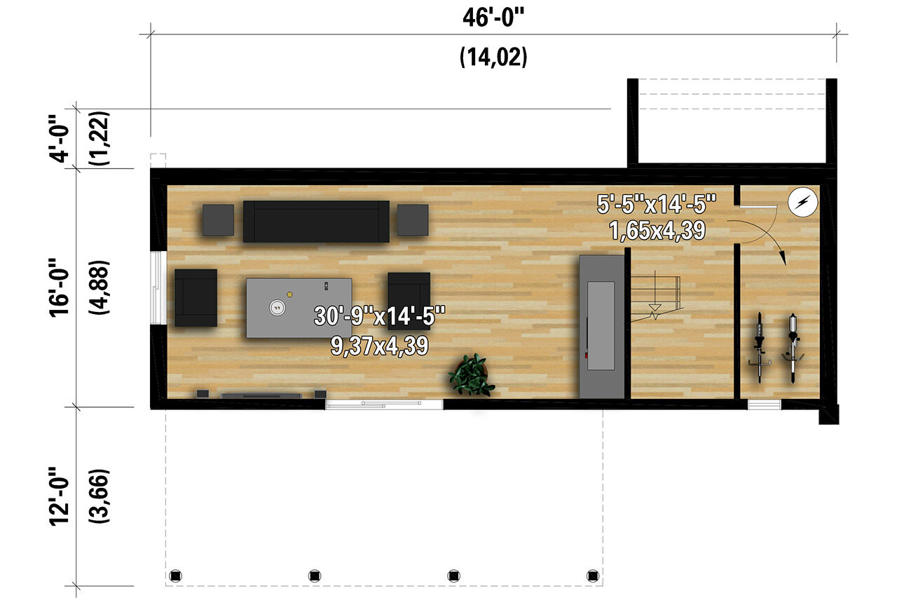 Contemporary House Plan - 61098 - Basement Floor Plan