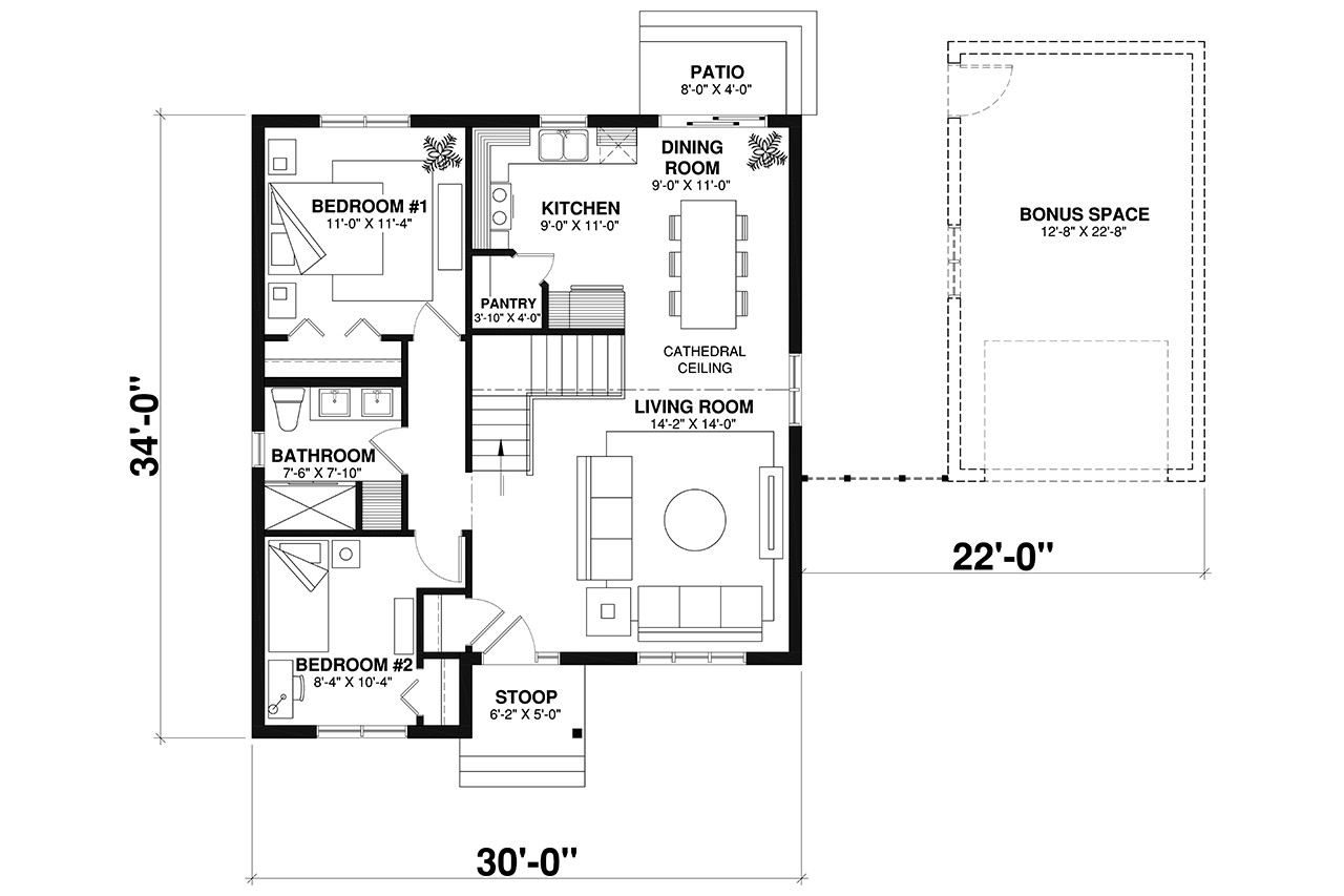 Cottage House Plan - St. Laurent 61161 - 1st Floor Plan