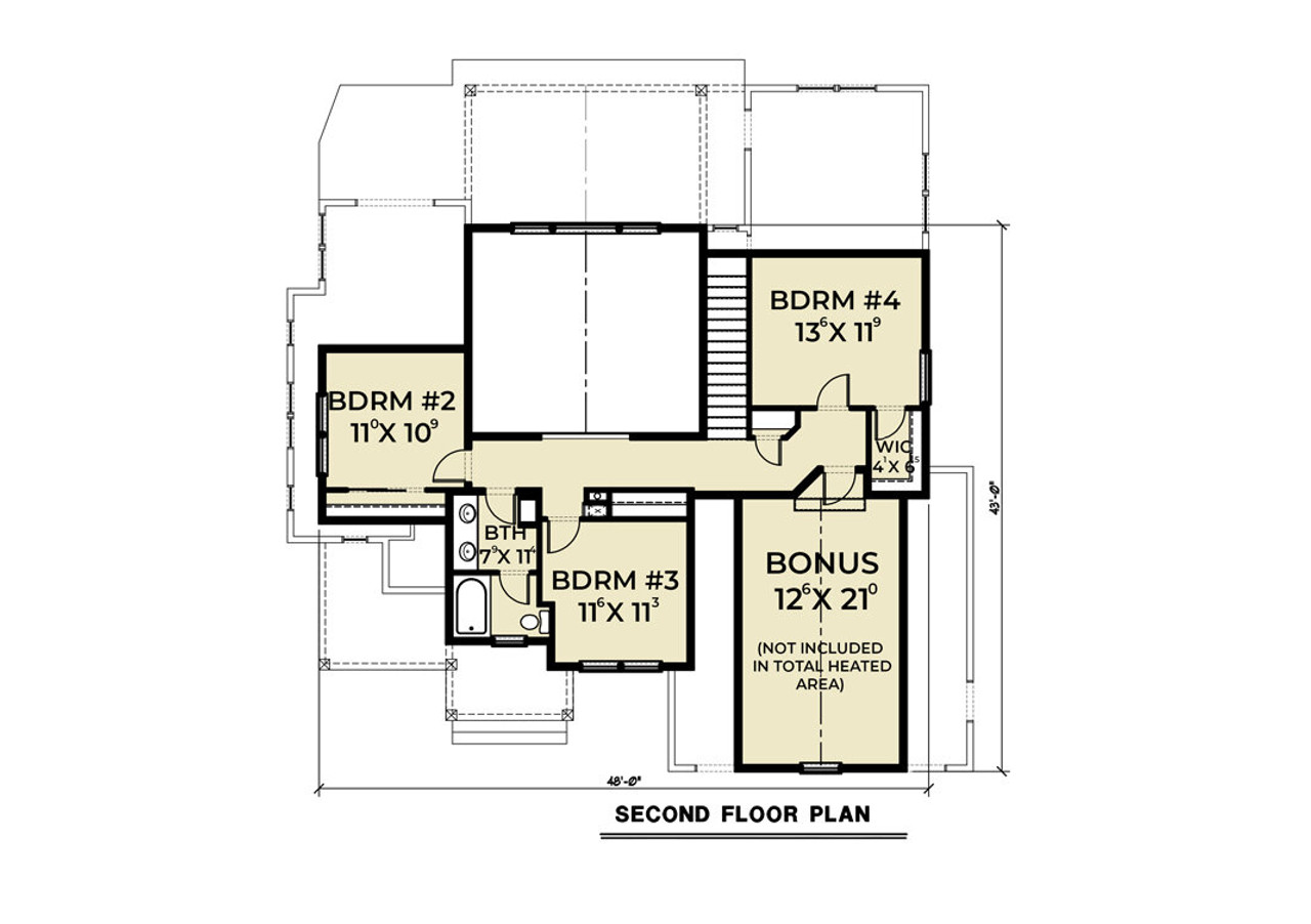 Craftsman House Plan - 61375 - 2nd Floor Plan