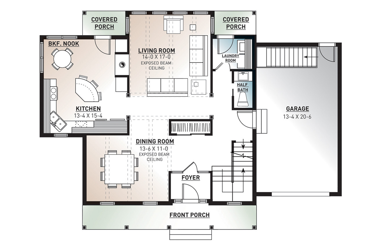 Farmhouse House Plan - Baker 61409 - 1st Floor Plan