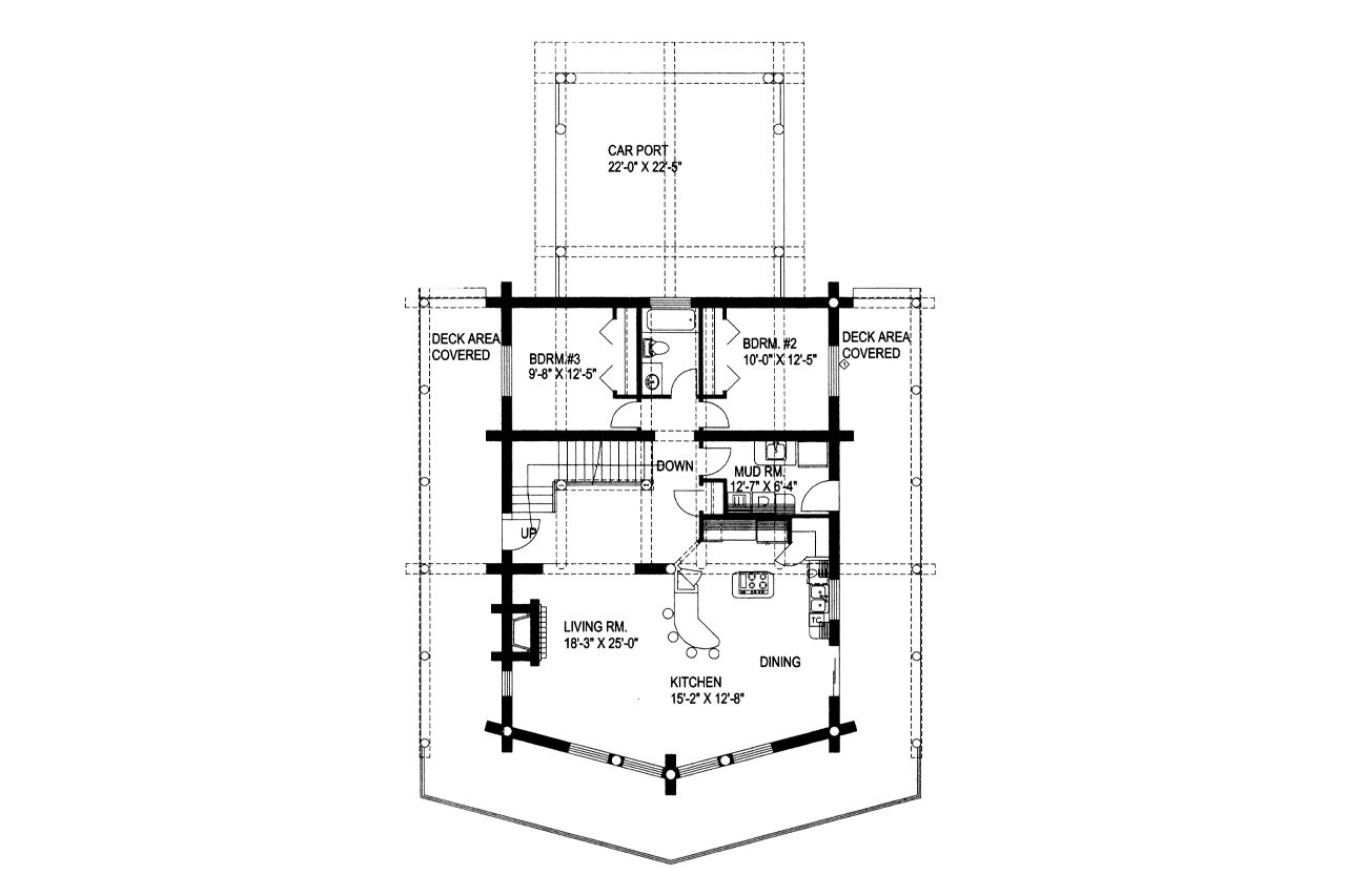 A-Frame House Plan - 61448 - 1st Floor Plan