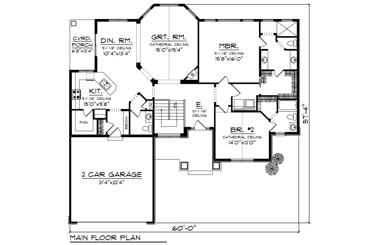 Craftsman House Plan - 61558 - 1st Floor Plan