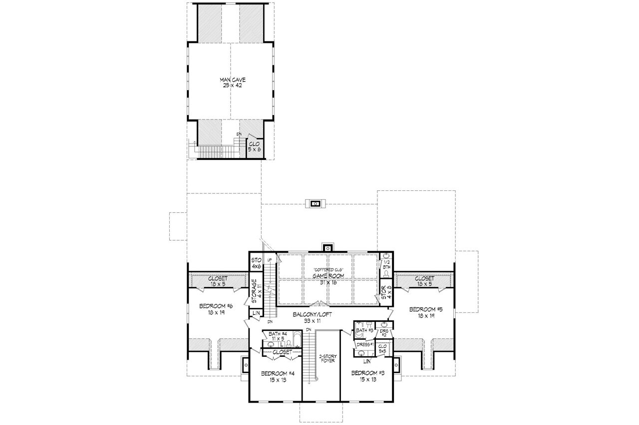 Secondary Image - Colonial House Plan - 61583 - 2nd Floor Plan