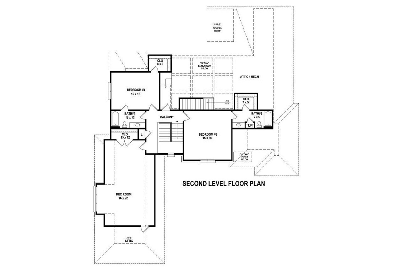 Secondary Image - European House Plan - 61643 - 2nd Floor Plan