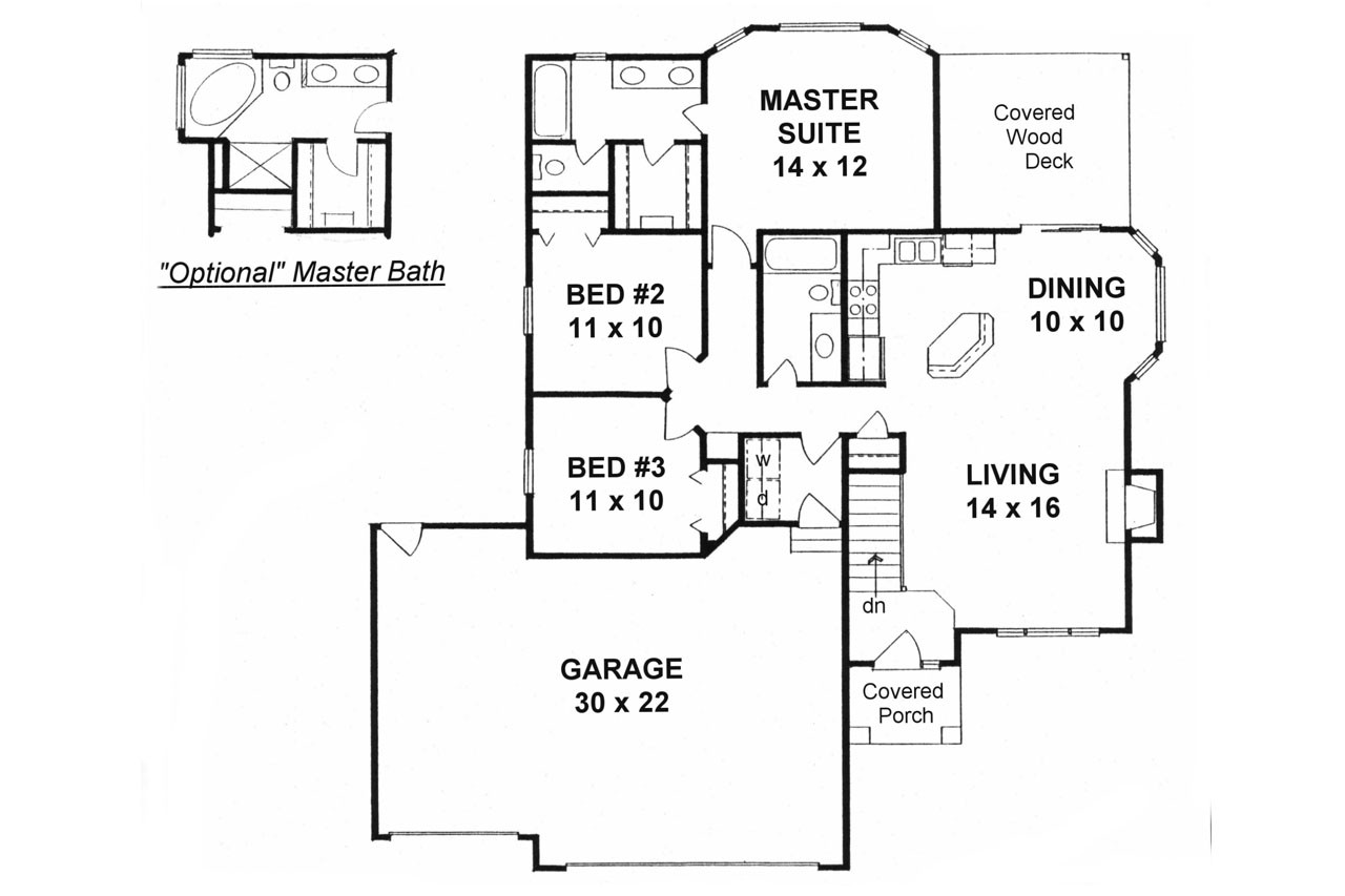 Traditional House Plan - 61840 - 1st Floor Plan