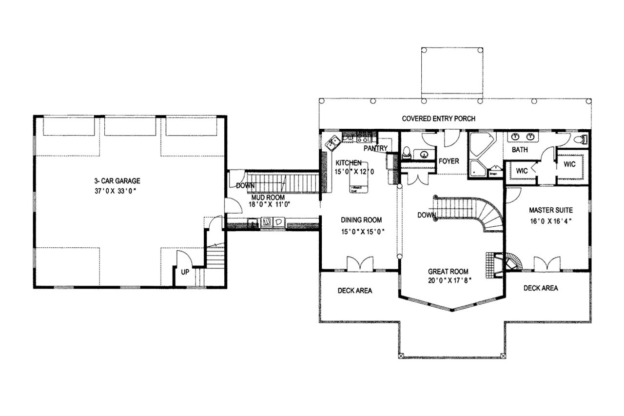Craftsman House Plan - 61989 - 1st Floor Plan