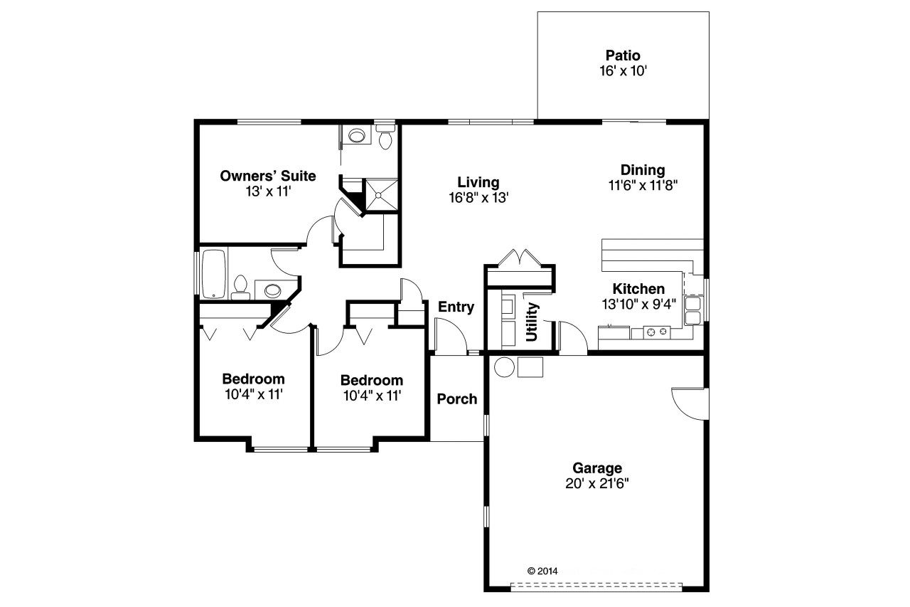 Ranch House Plan - Halsey 62383 - 1st Floor Plan