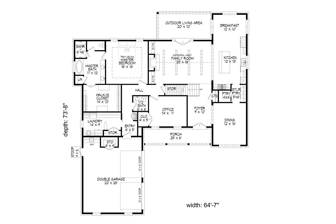 Traditional House Plan - Greenbrier 62433 - 1st Floor Plan