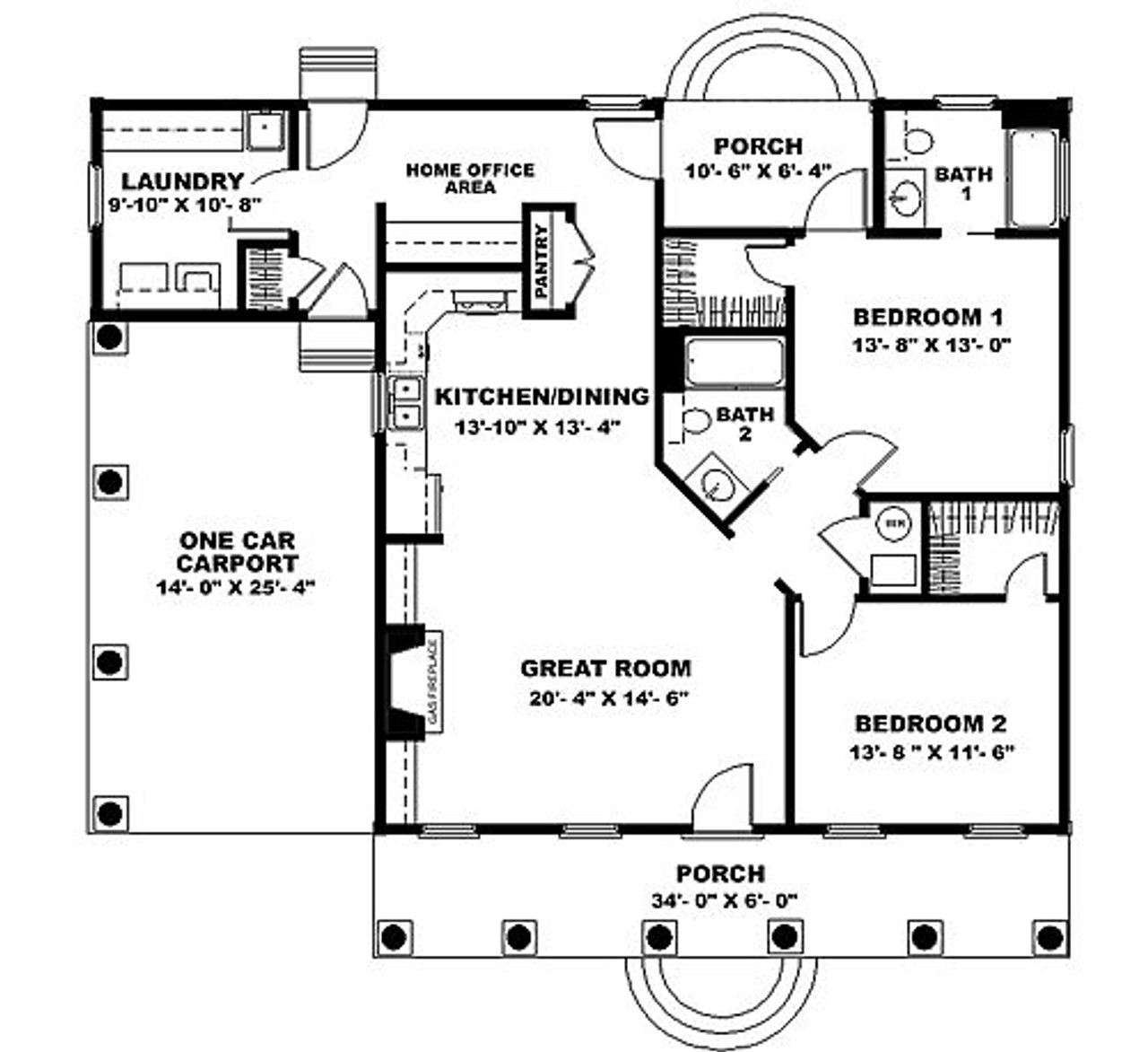 Country House Plan - 62568 - 1st Floor Plan