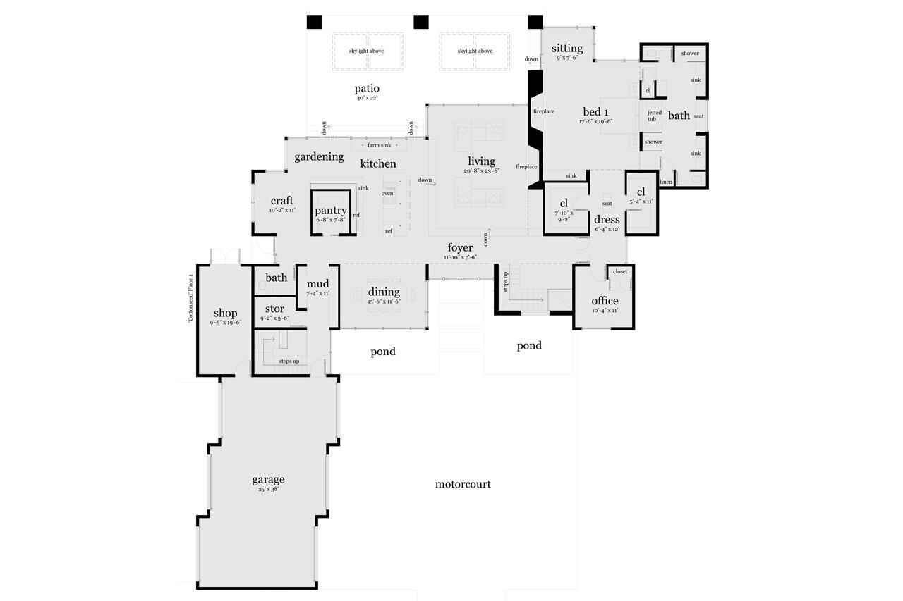 Modern House Plan - Cottonseed 62724 - 1st Floor Plan