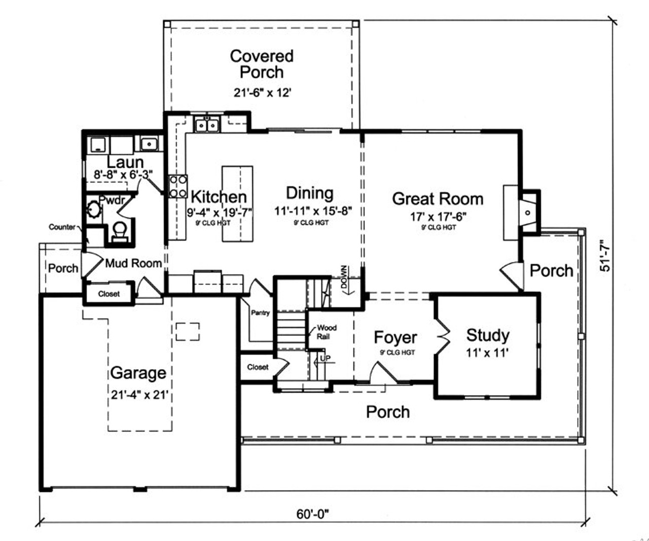 Country House Plan - Clarise 62916 - 1st Floor Plan