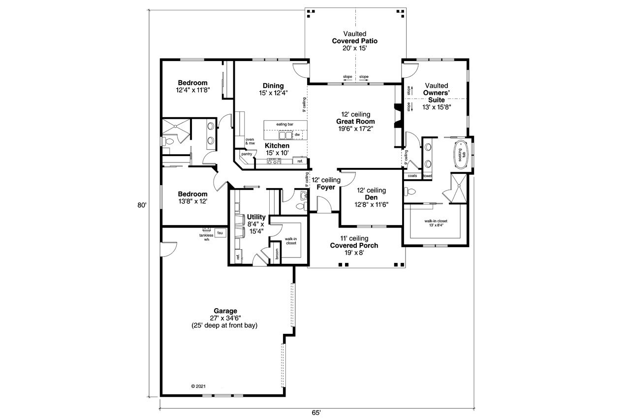 Craftsman House Plan - Holly Springs 62921 - 1st Floor Plan