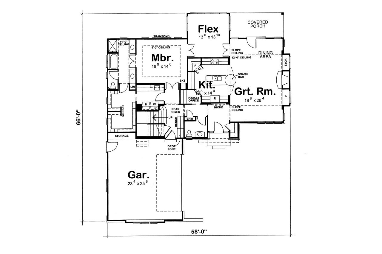 Craftsman House Plan - Silverstone 63061 - 1st Floor Plan